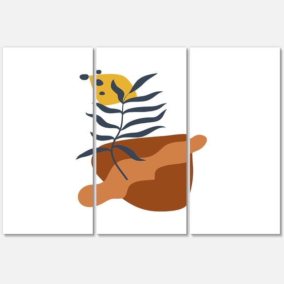 Designart ' Abstract Flowers Plants With Elementary Shapes VI ' Modern Canvas Wall Art Print