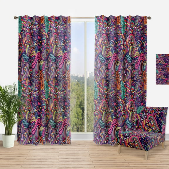Designart 'Abstract Flowers With Texture' Bohemian & Eclectic Curtain Panel
