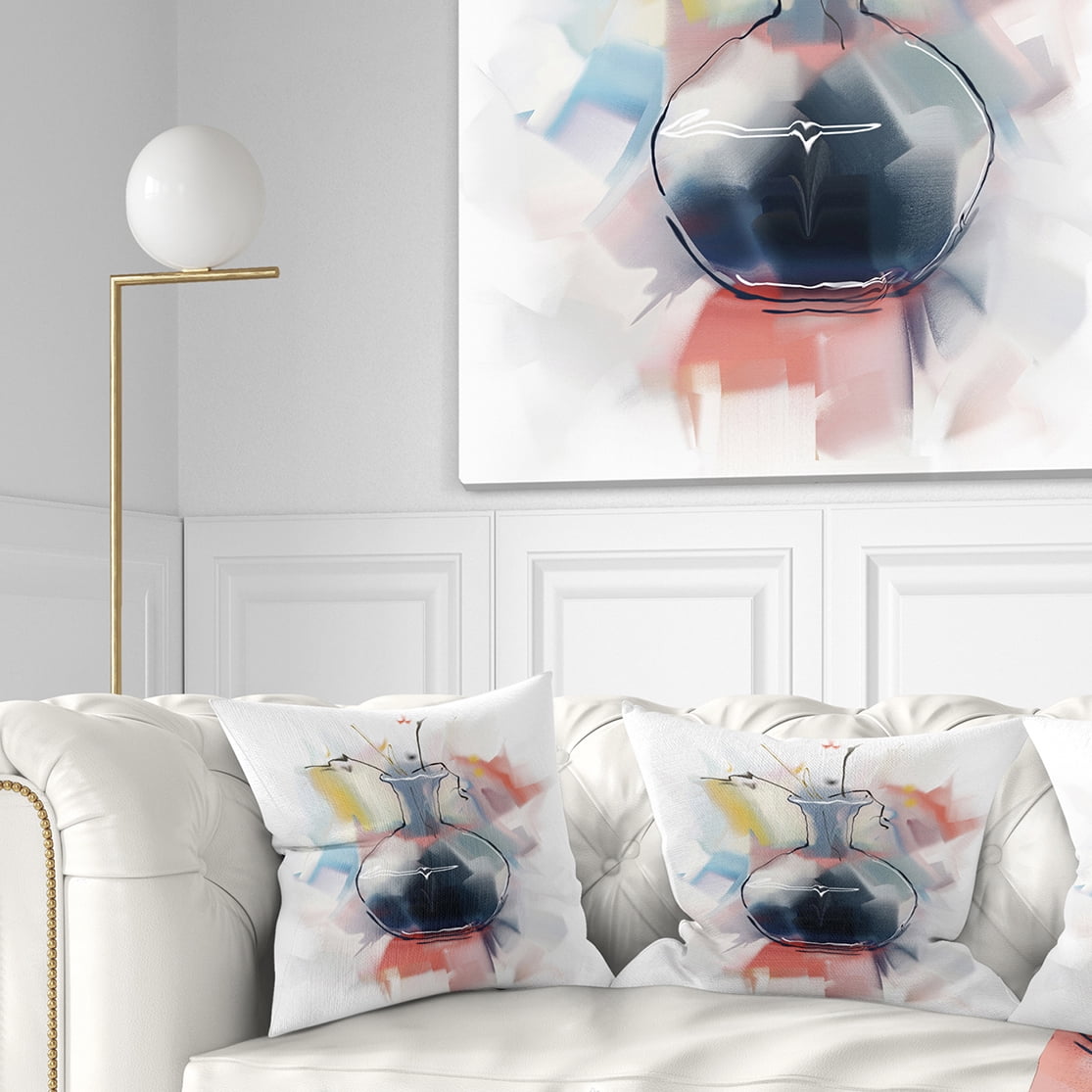 Designart Abstract Flowers in Vase - Floral Throw Pillow - 18x18