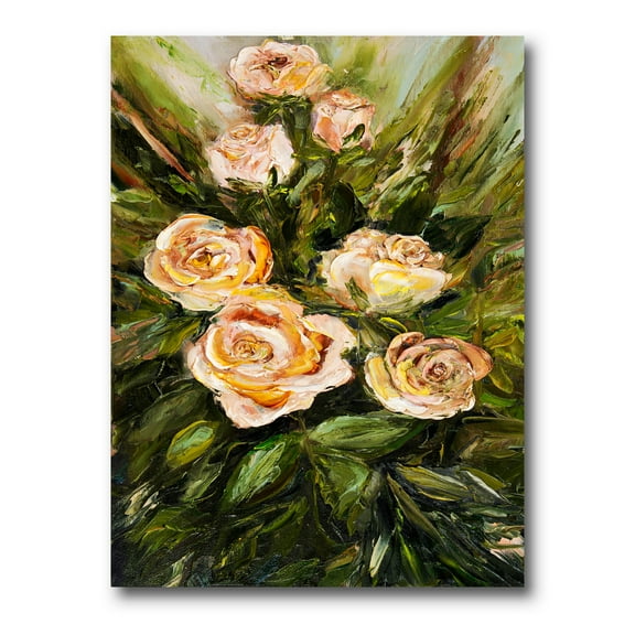 Designart ' Abstract Four VIntage Pink Roses ' Traditional Canvas Wall Art Print
