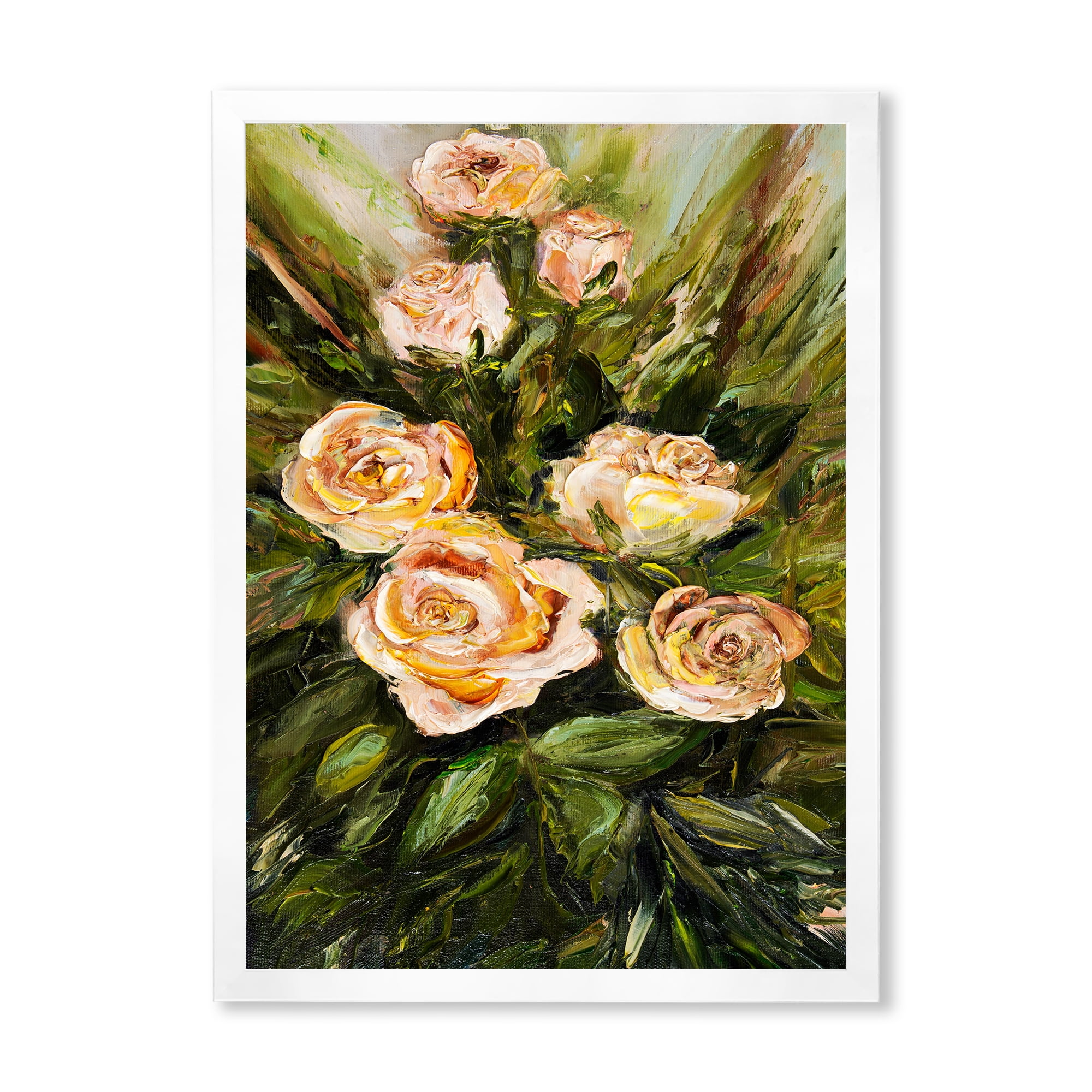 Designart 'Abstract Four VIntage Pink Roses' Traditional Framed Art Print