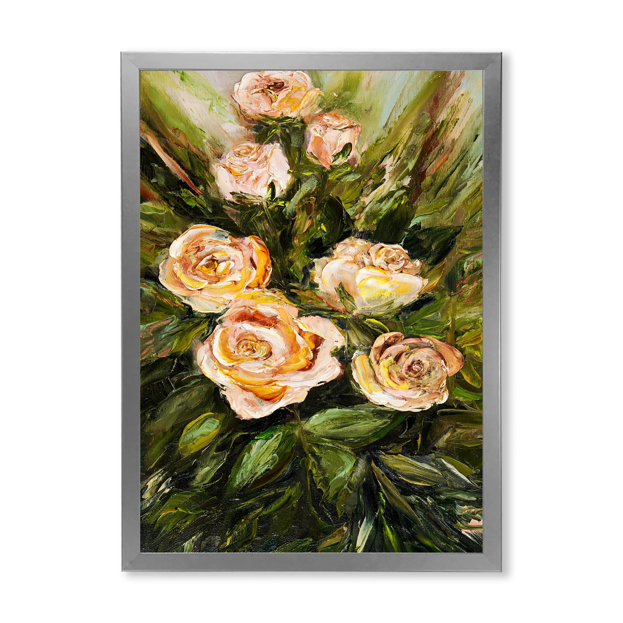 Designart 'Abstract Four VIntage Pink Roses' Traditional Framed Art Print