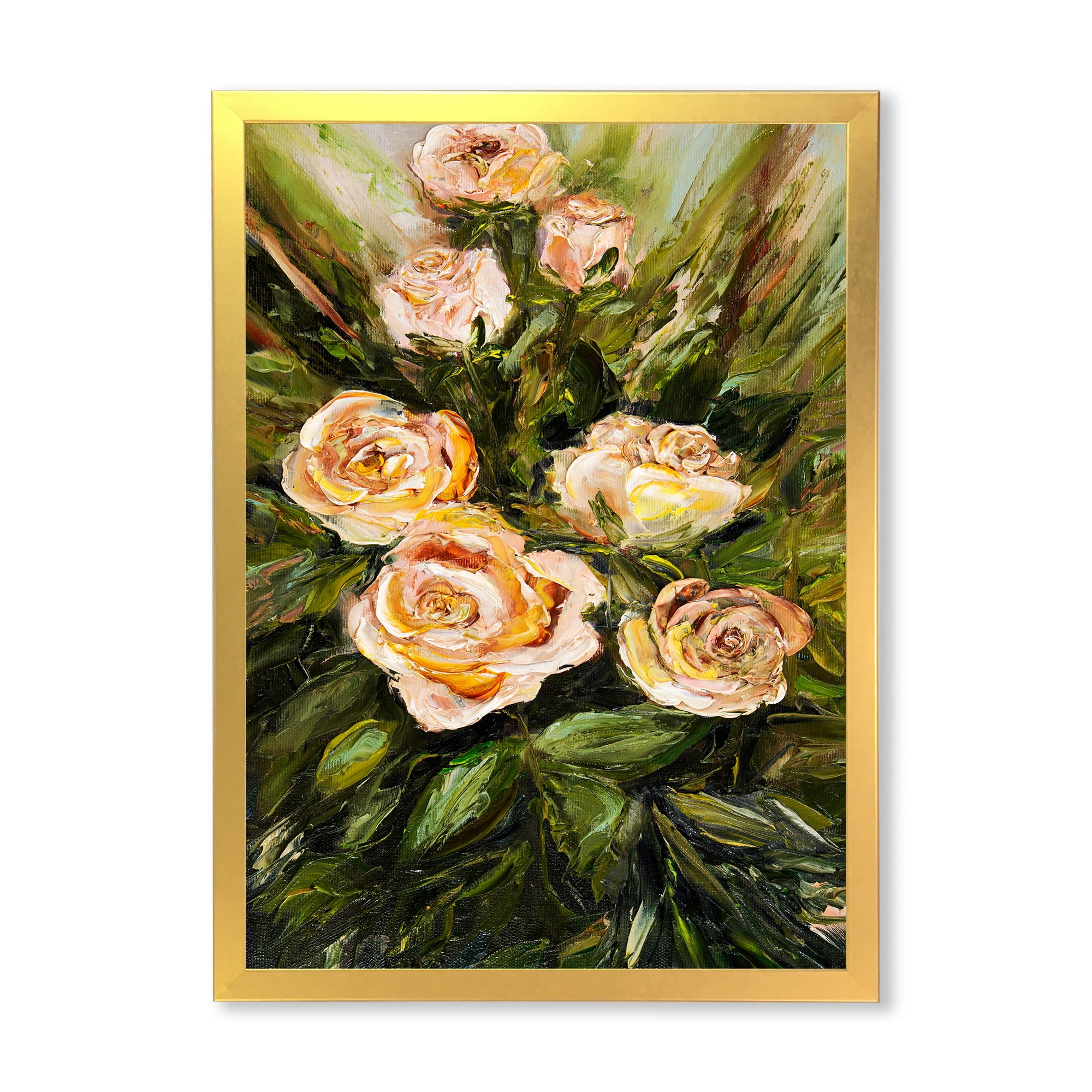 Designart 'Abstract Four VIntage Pink Roses' Traditional Framed Art Print