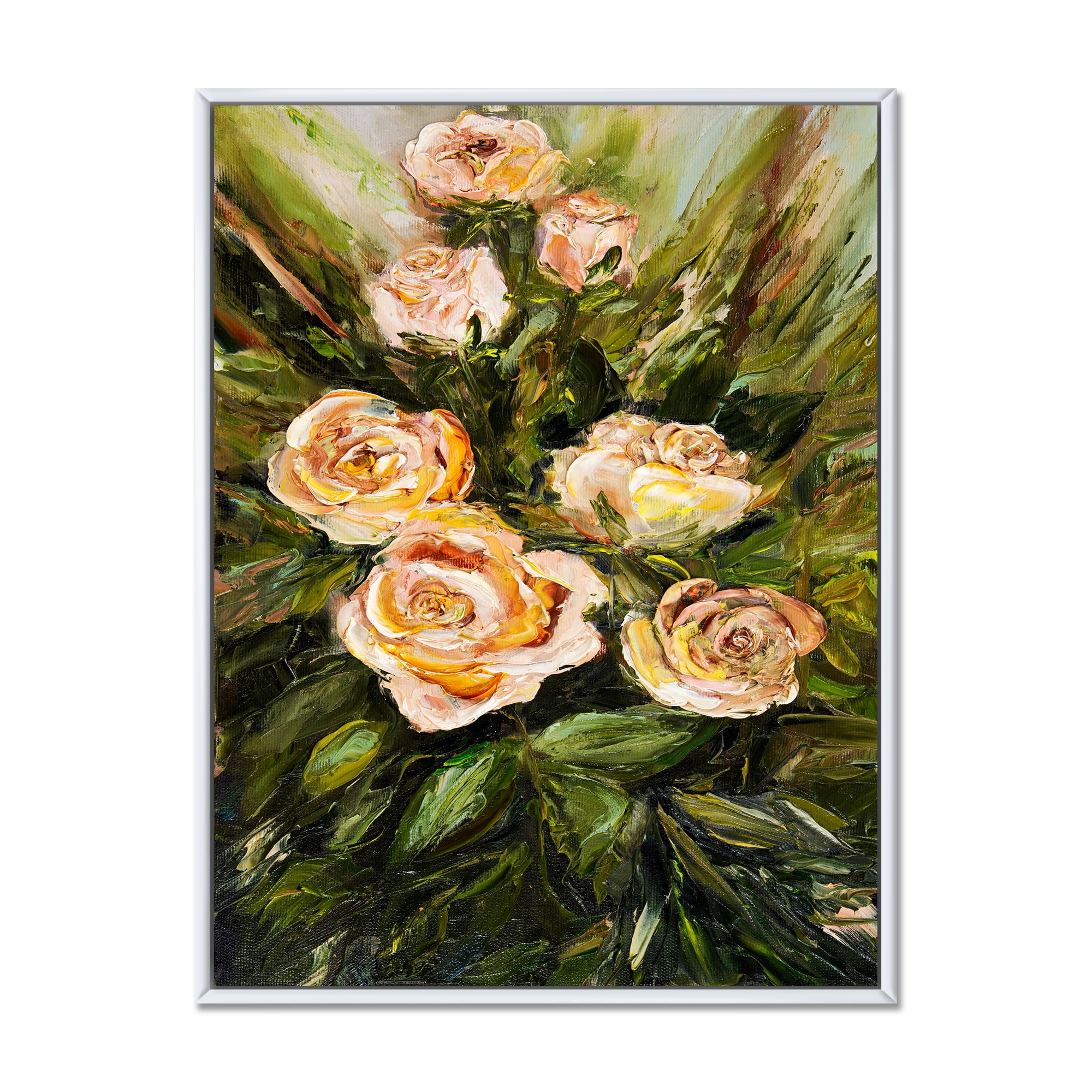 Designart 'Abstract Four VIntage Pink Roses' Traditional Framed Canvas Wall Art Print