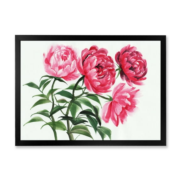 Designart 'Abstract Four Vintage Pink Peonies' Traditional Framed Art Print