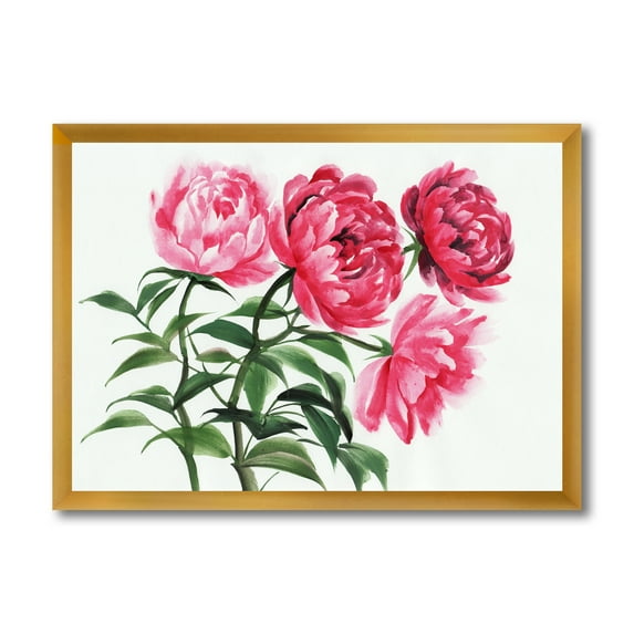 Designart 'Abstract Four Vintage Pink Peonies' Traditional Framed Art Print