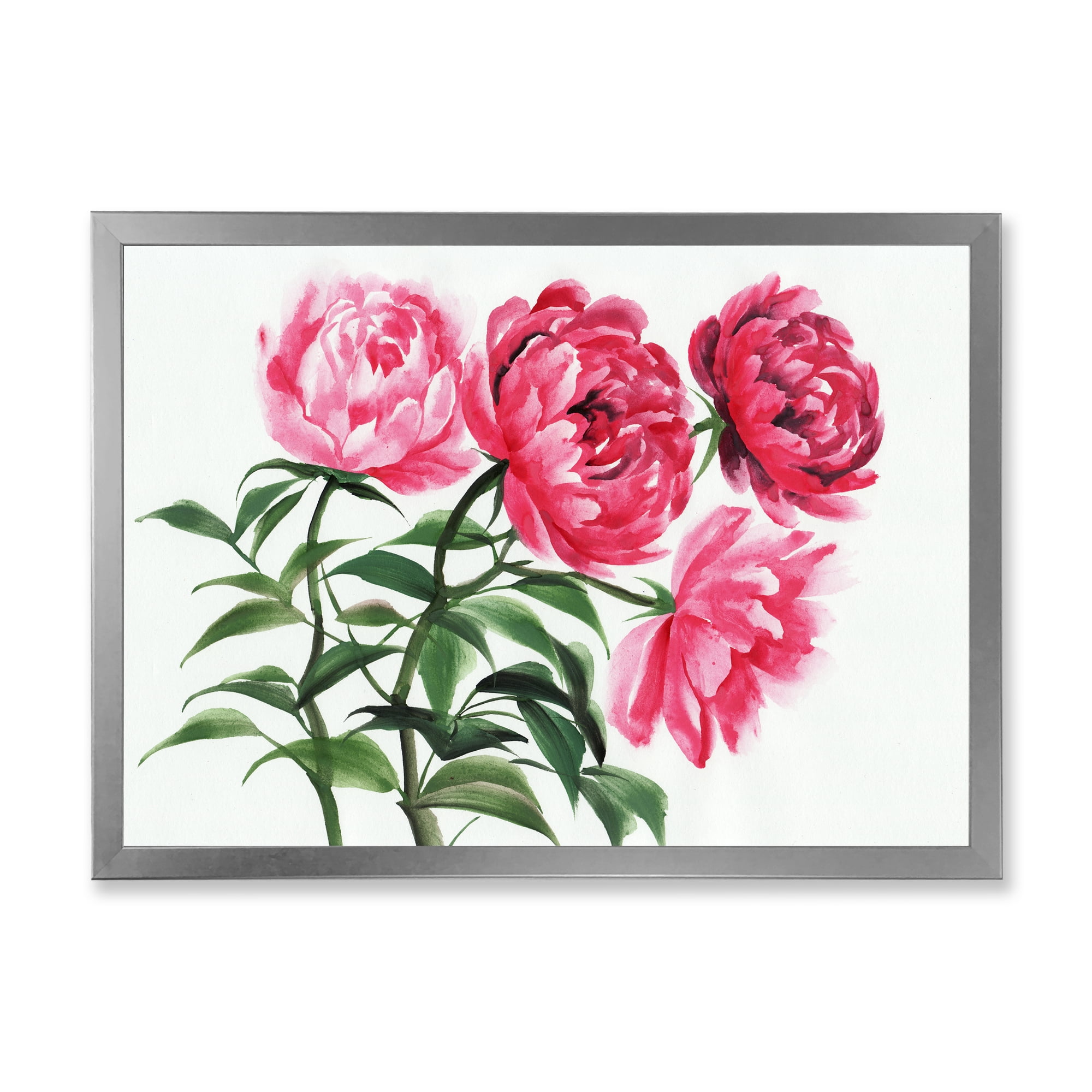 Designart 'Abstract Four Vintage Pink Peonies' Traditional Framed Art Print