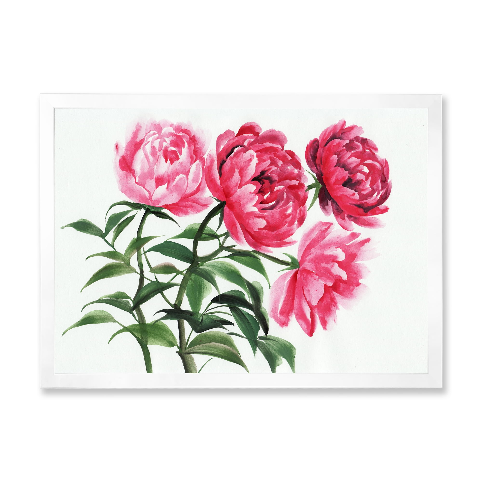 Designart 'Abstract Four Vintage Pink Peonies' Traditional Framed Art Print