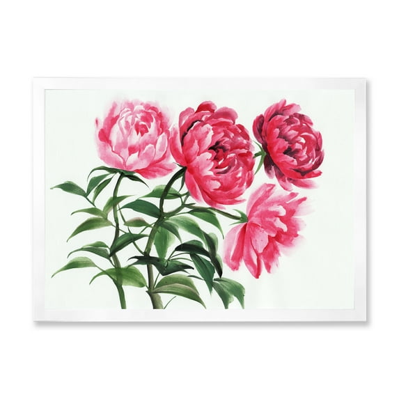 Designart 'Abstract Four Vintage Pink Peonies' Traditional Framed Art Print