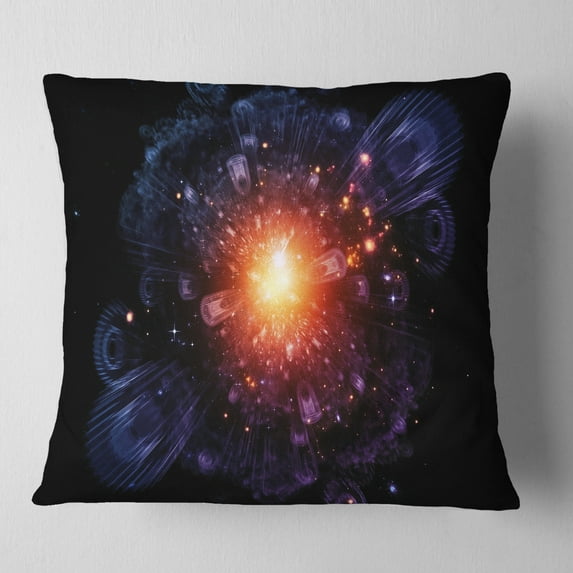 Designart Abstract Fractal Gears and Lights - Flowers Throw Pillowwork - 18x18