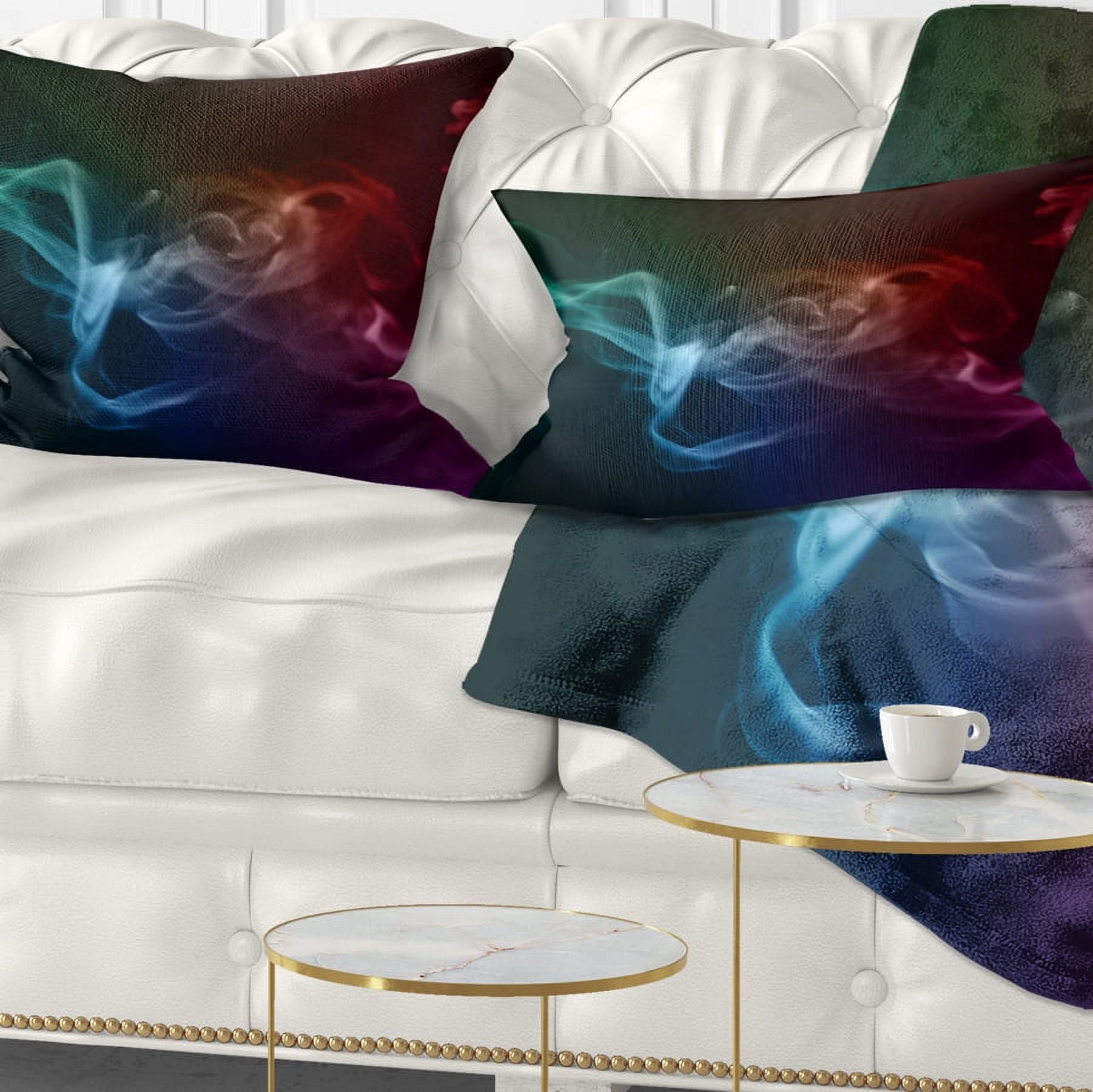Designart Abstract Fractal Smoke Waves - Abstract Throw Pillow - 12x20