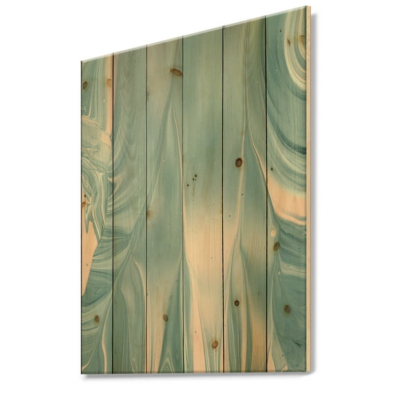 Designart 'Abstract Fractal Water I' Modern Transitional Print on Natural Pine Wood