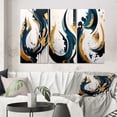 thumbnail image 1 of Designart "Abstract Fusion in Blue and Gold V" Abstract Wall Art Set Of 3 - Transitional Blue Canvas Set For Living Room Decor, 1 of 6