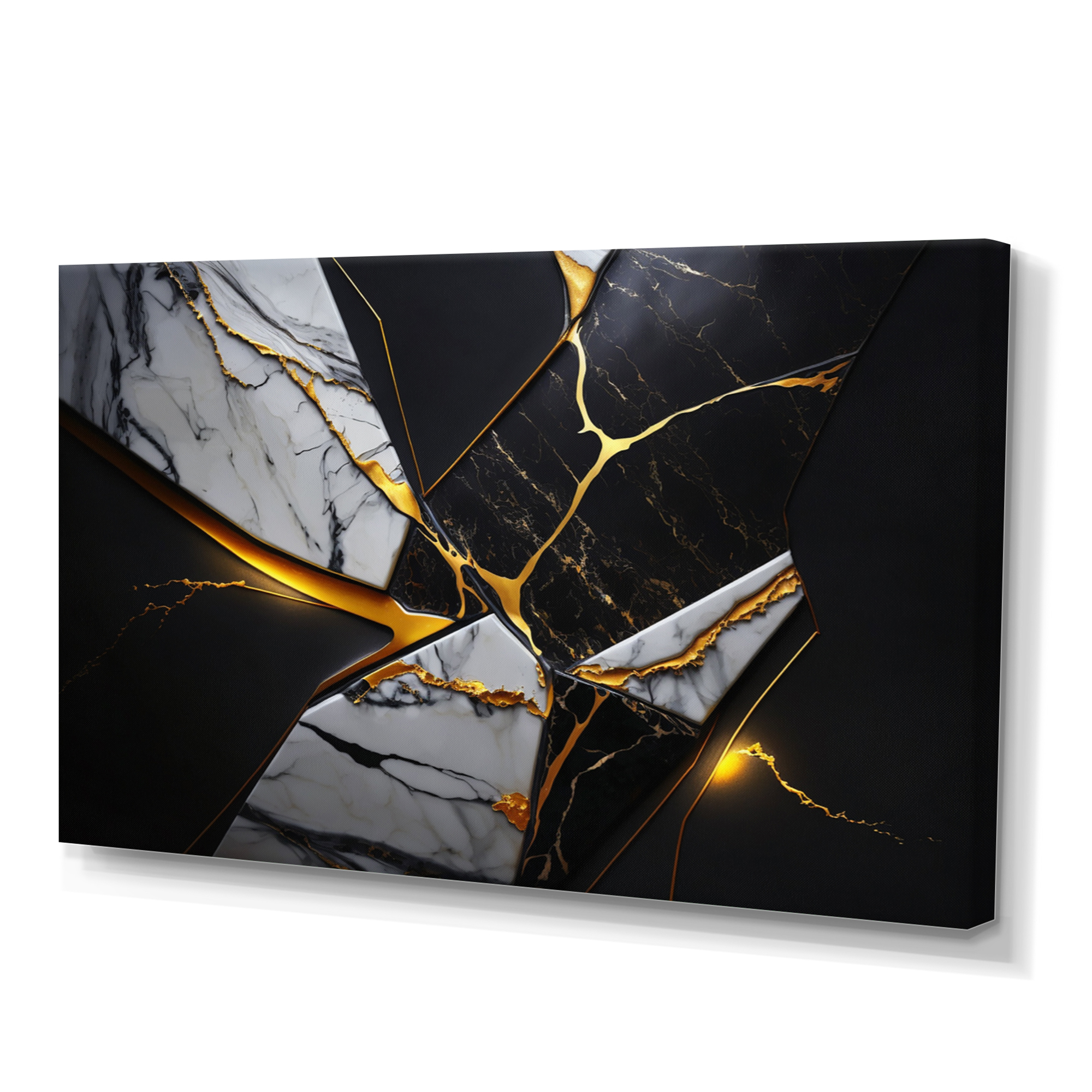 Designart Abstract Geode Black I Canvas Wall Art