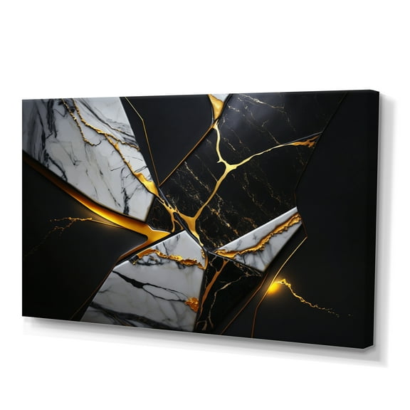 Designart Abstract Geode Black I Canvas Wall Art