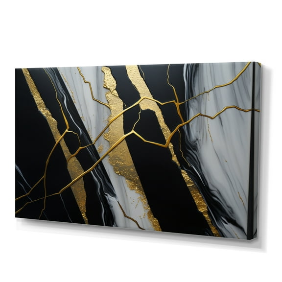 Designart Abstract Geode Black II Canvas Wall Art