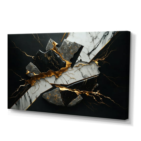 Designart Abstract Geode Black III Canvas Wall Art
