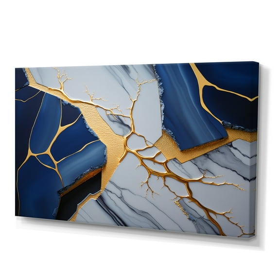 Designart Abstract Geode Blue I Canvas Wall Art