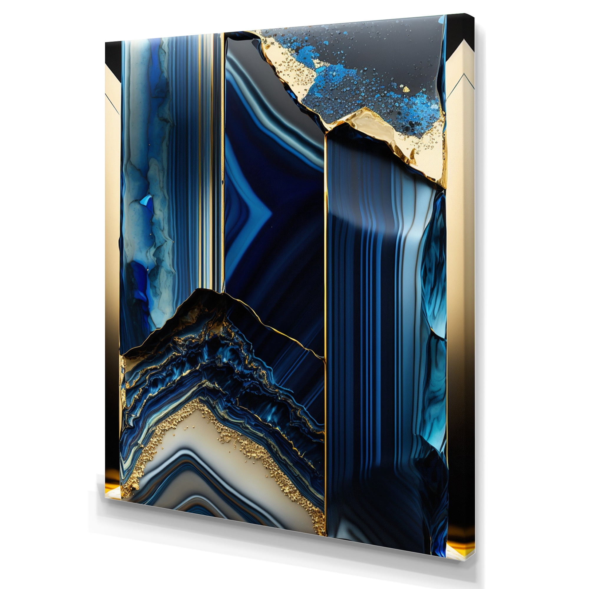 Designart Abstract Geode Geometric Blue III Canvas Wall Art
