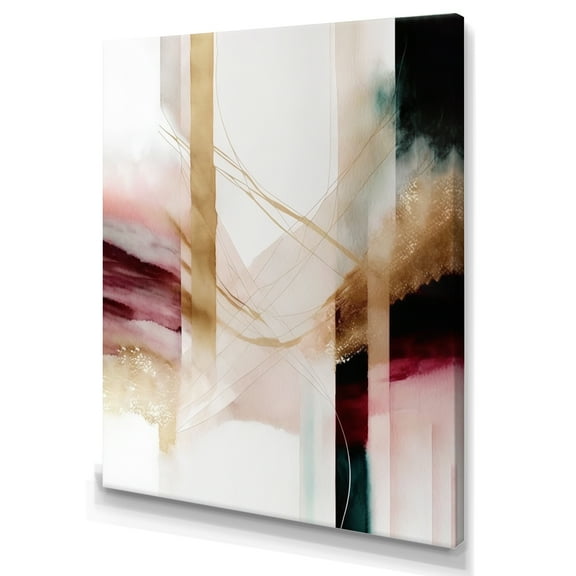 Designart Abstract Geode Geometric Pink And Red I Canvas Wall Art