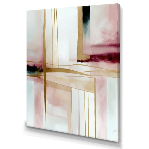 Designart Abstract Geode Geometric Pink And Red II Canvas Wall Art