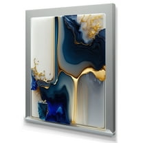 Designart Abstract Geode Gold And Blue Marble Shape I Canvas Wall Art