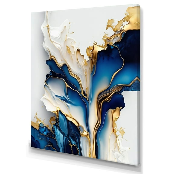 Designart Abstract Geode Gold And Blue Marble Shape III Canvas Wall Art