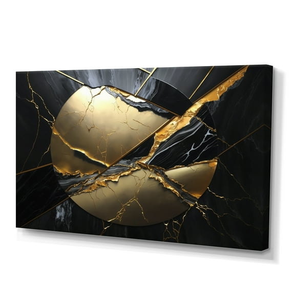 Designart Abstract Geode Gold III Canvas Wall Art