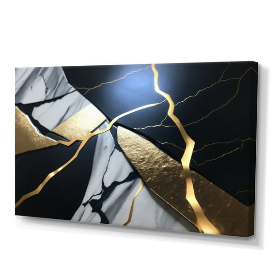 Designart Abstract Geode Gold Marble I Canvas Wall Art