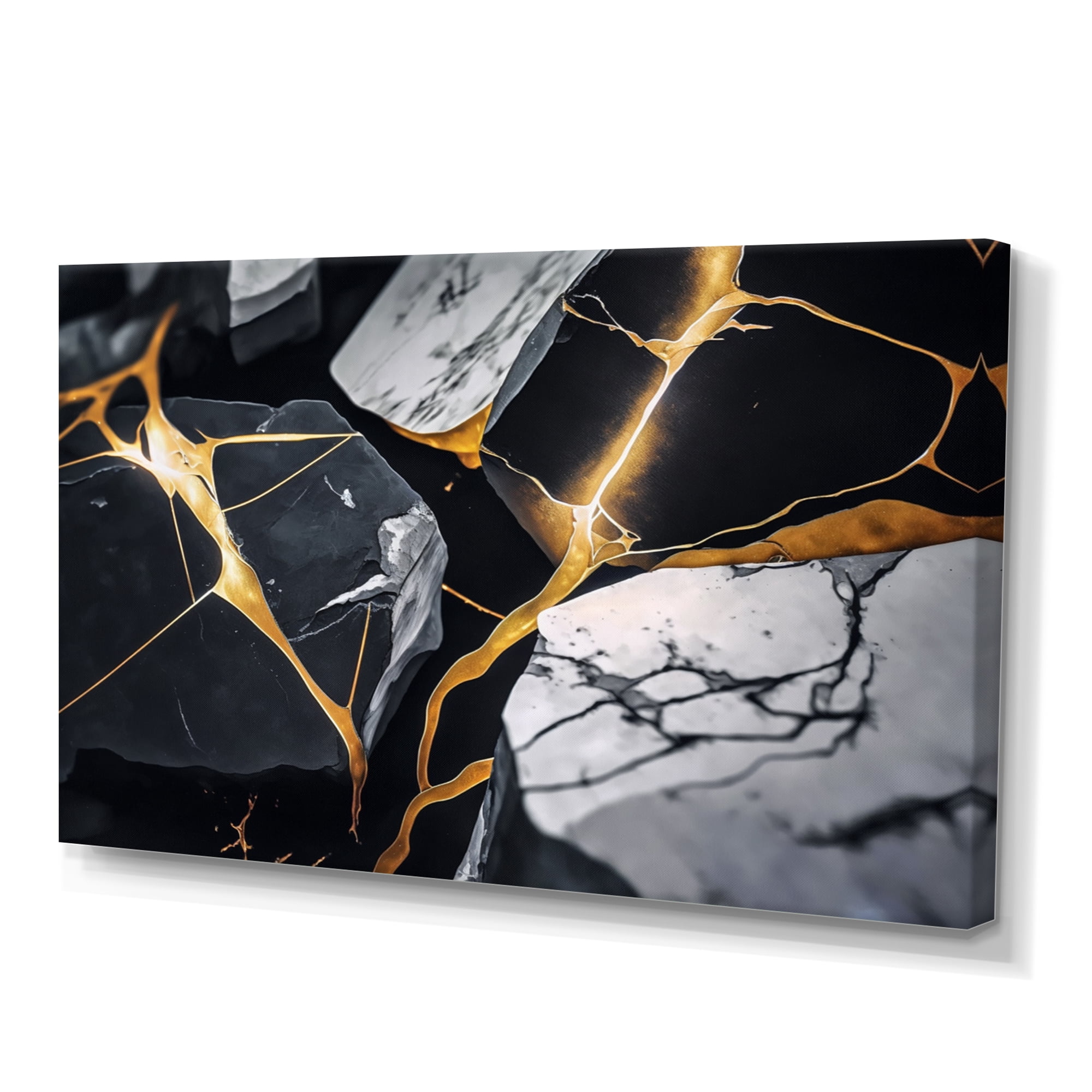 Designart Abstract Geode Gold Marble II Canvas Wall Art