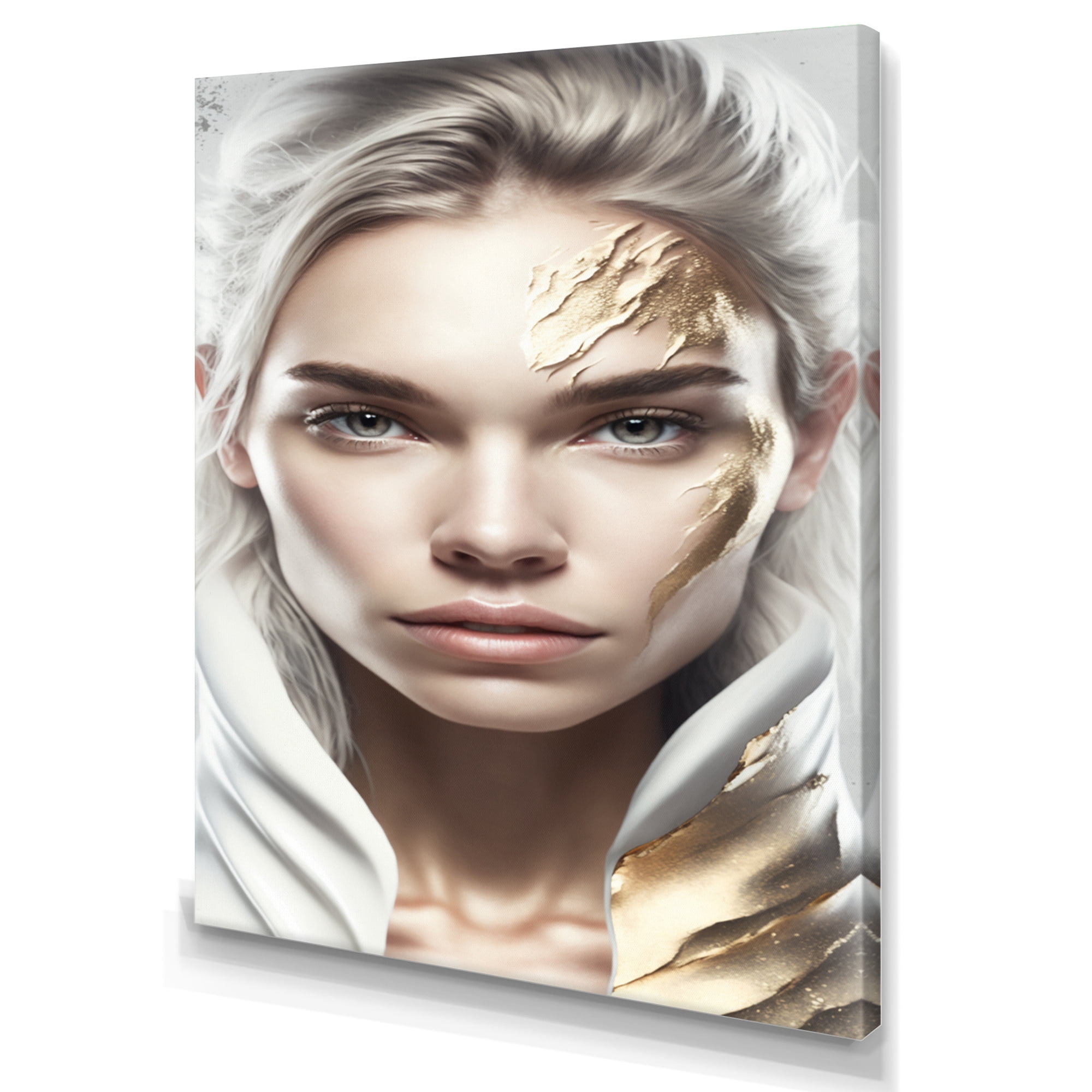 Designart Abstract Geode Gold On Face I Canvas Wall Art