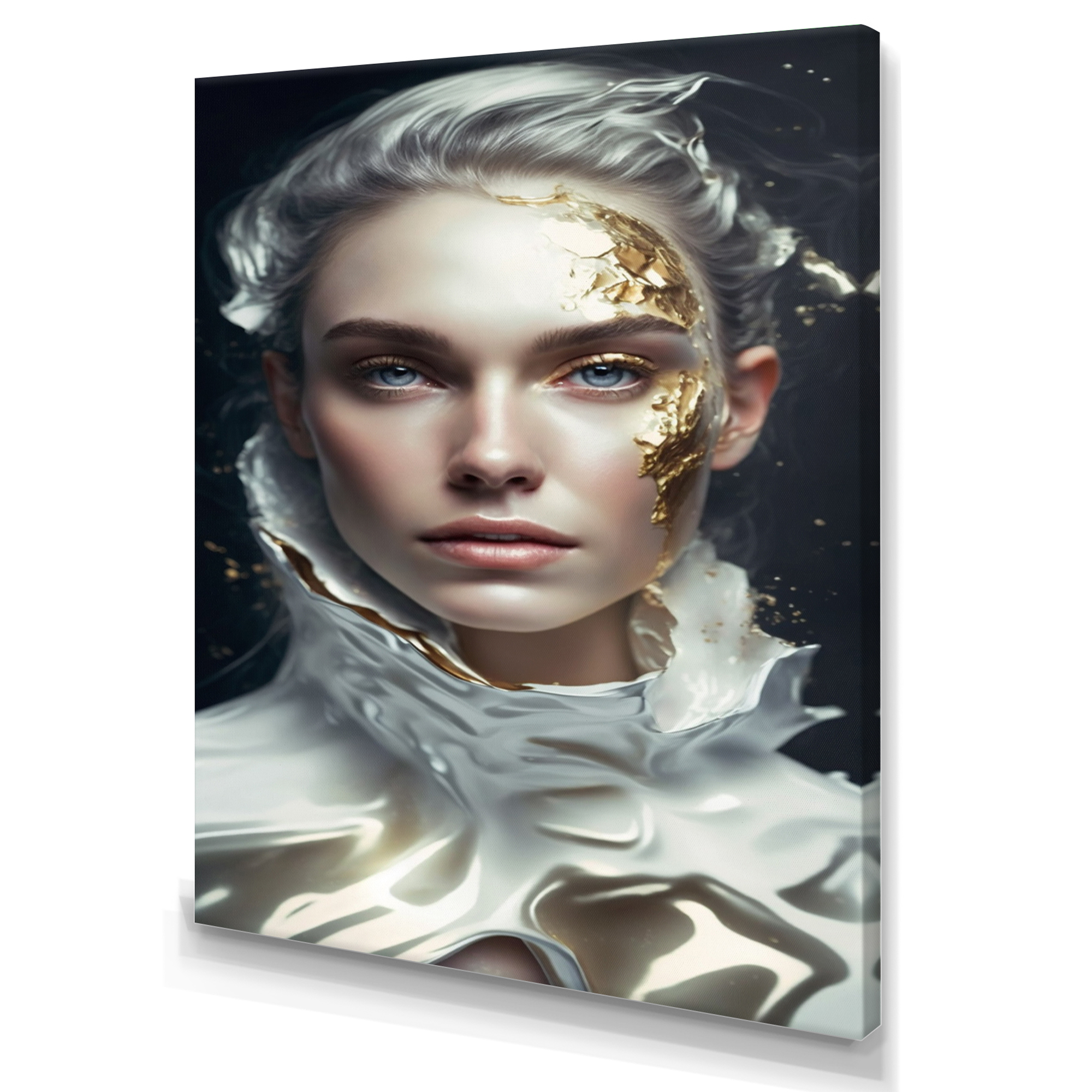 Designart Abstract Geode Gold On Face II Canvas Wall Art