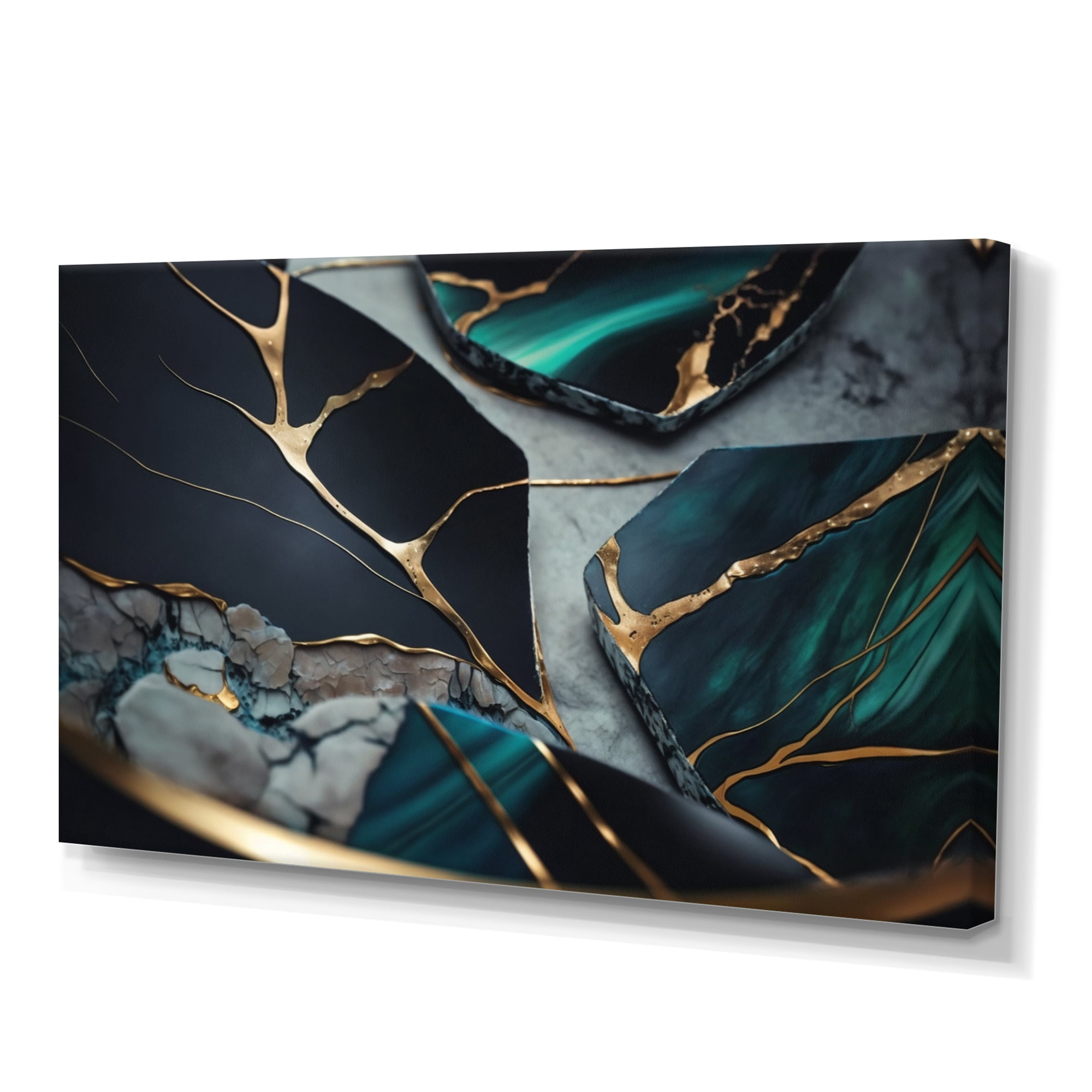 Designart Abstract Geode Green II Canvas Wall Art