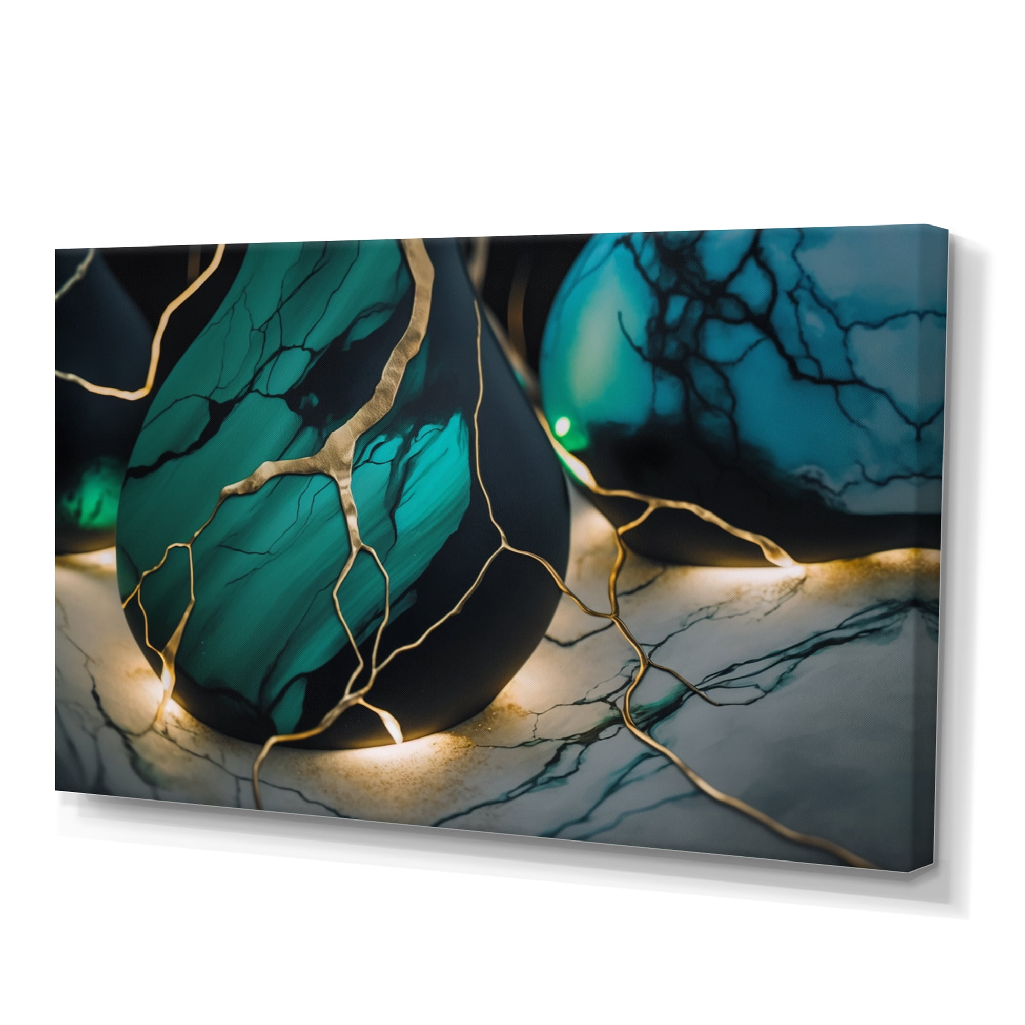Designart Abstract Geode Green V Canvas Wall Art