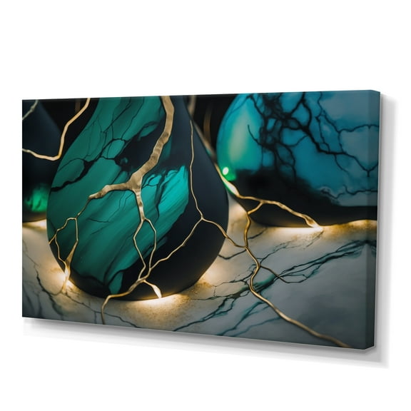 Designart Abstract Geode Green V Canvas Wall Art