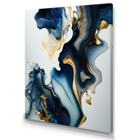 Designart Abstract Geode Marble Blue I Canvas Wall Art