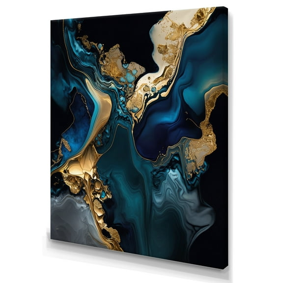 Designart Abstract Geode Marble Blue IV Canvas Wall Art