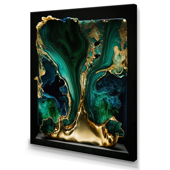 Designart Abstract Geode Marble Green And Blue I Canvas Wall Art
