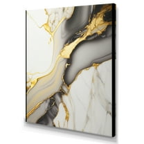 Designart Abstract Geode Marble White And Gold II Canvas Wall Art