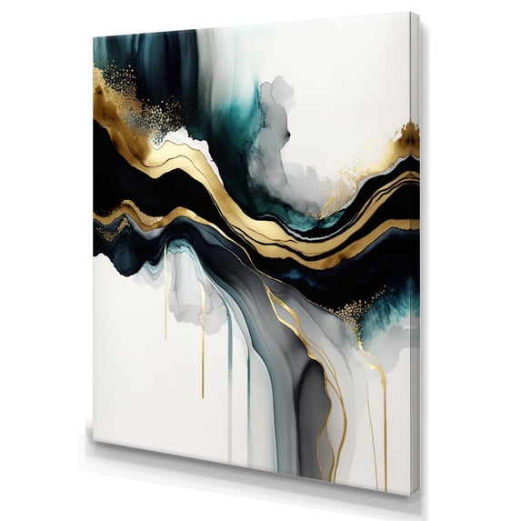 Designart Abstract Geode Marble White And Gold III Canvas Wall Art