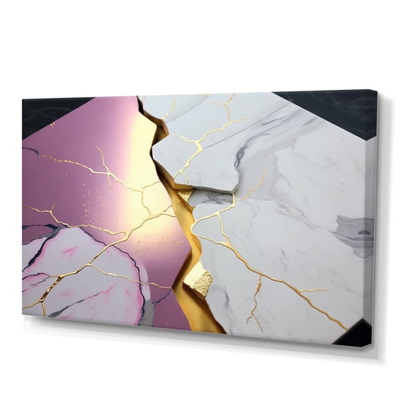 Designart Abstract Geode Pink III Canvas Wall Art
