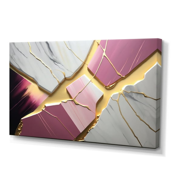 Designart Abstract Geode Pink V Canvas Wall Art