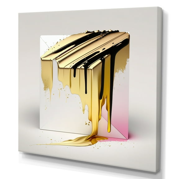 Designart Abstract Geode Shapes Gold Canvas Wall Art