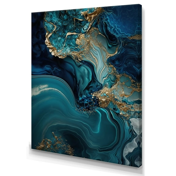 Designart Abstract Geode Turquoise I Canvas Wall Art