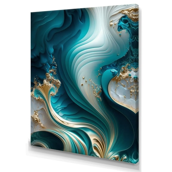 Designart Abstract Geode Turquoise III Canvas Wall Art