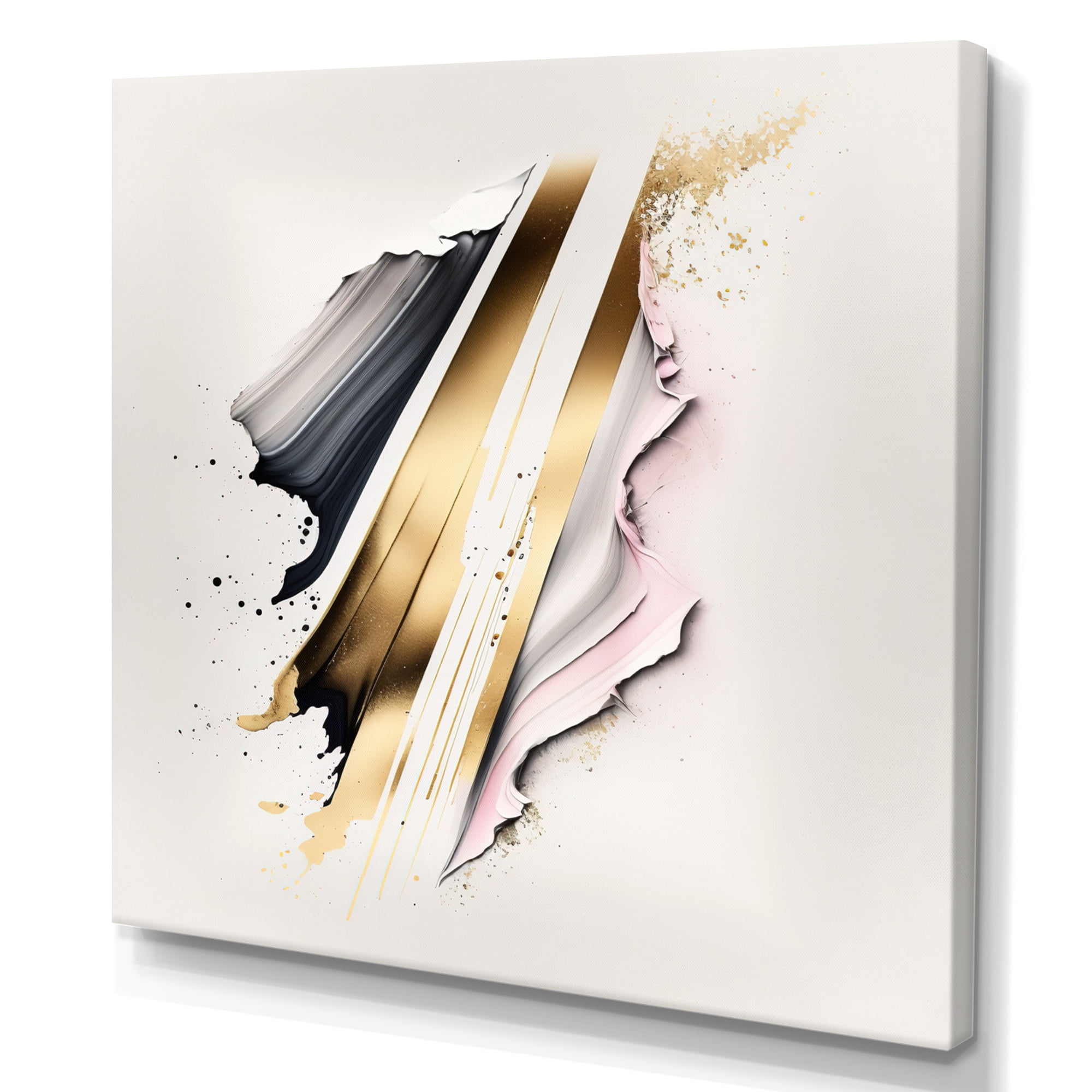 Designart Abstract Geode Watercolor Gold I Canvas Wall Art