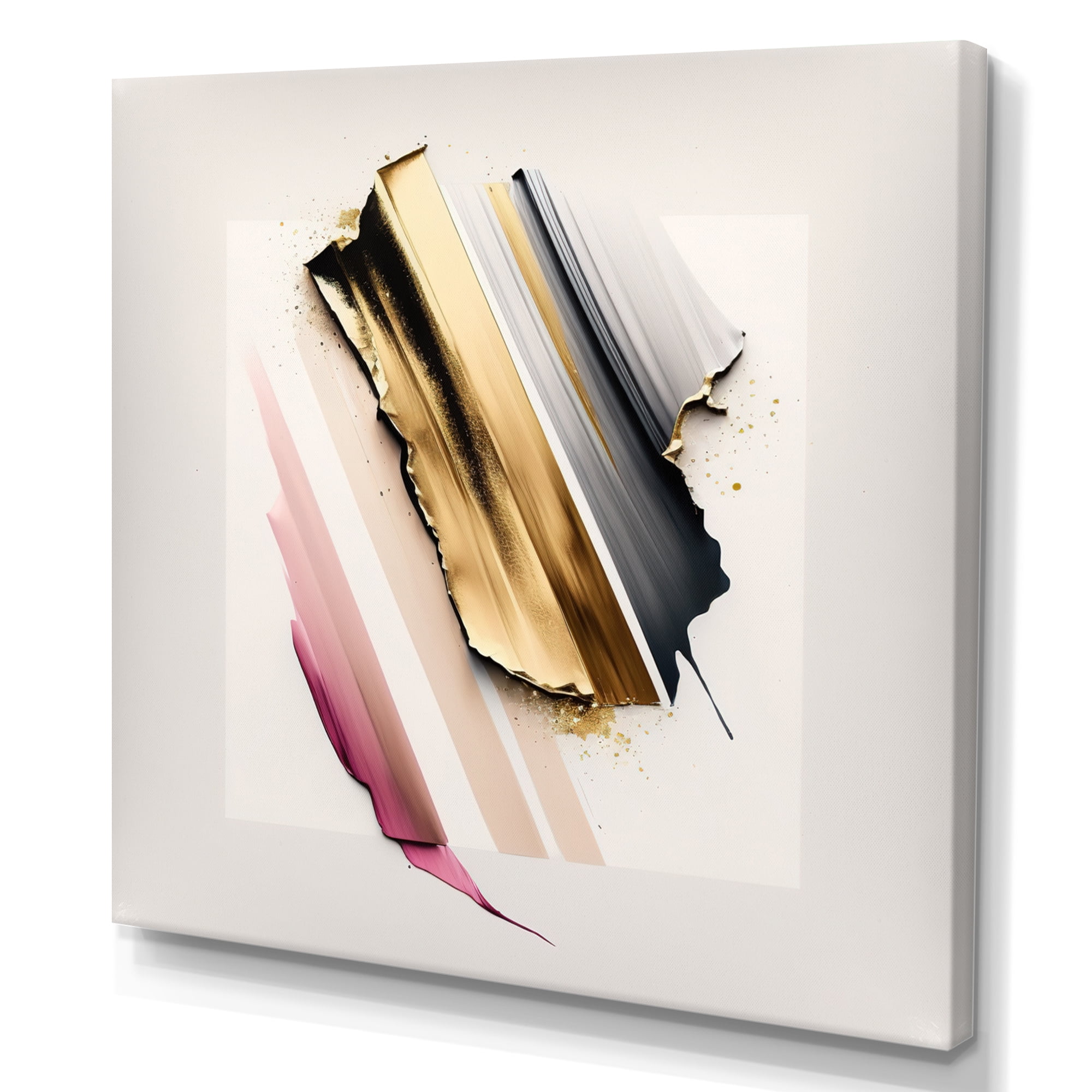 Designart Abstract Geode Watercolor Gold II Canvas Wall Art