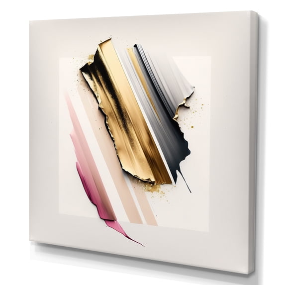 Designart Abstract Geode Watercolor Gold II Canvas Wall Art