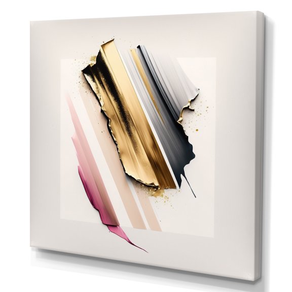 Designart Abstract Geode Watercolor Gold II Canvas Wall Art