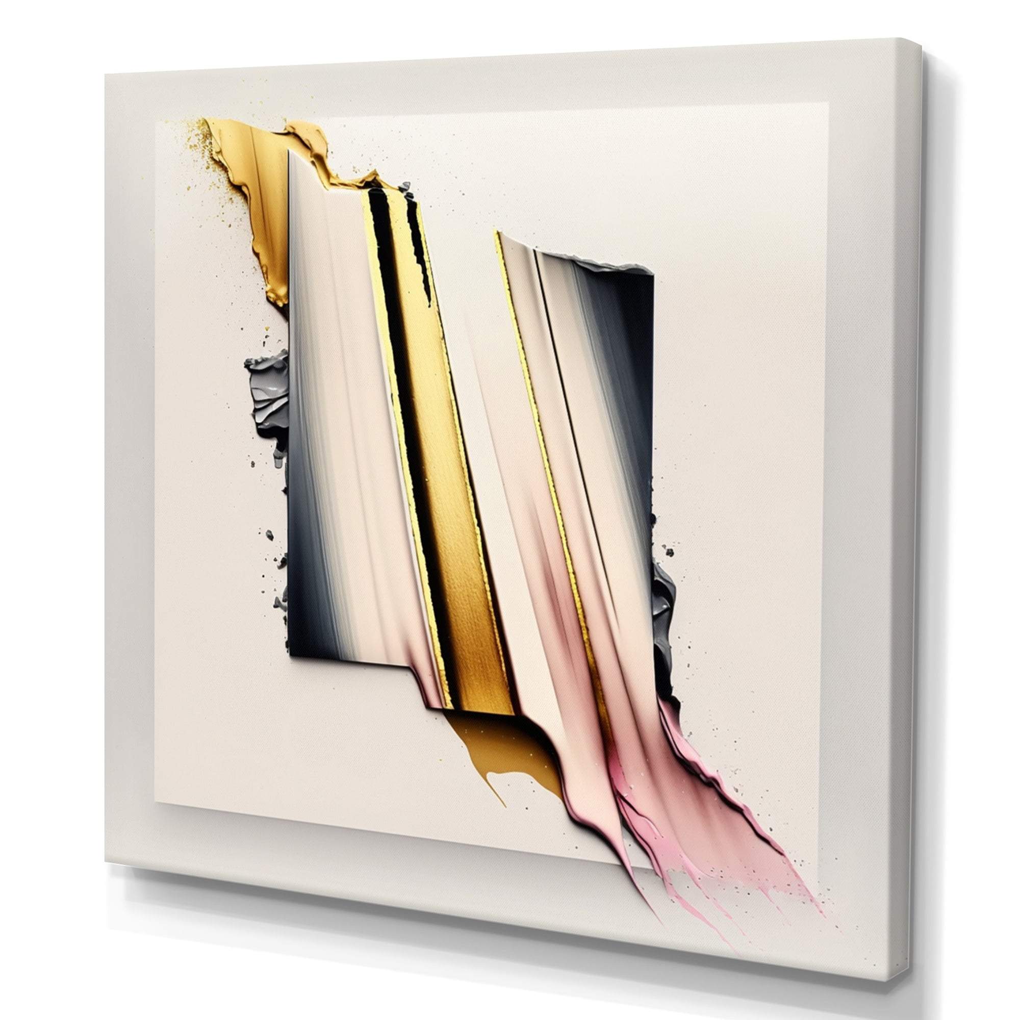 Designart Abstract Geode Watercolor Gold III Canvas Wall Art